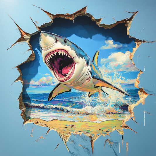 Blue Cracked Wall Shark Diamond Art Kit