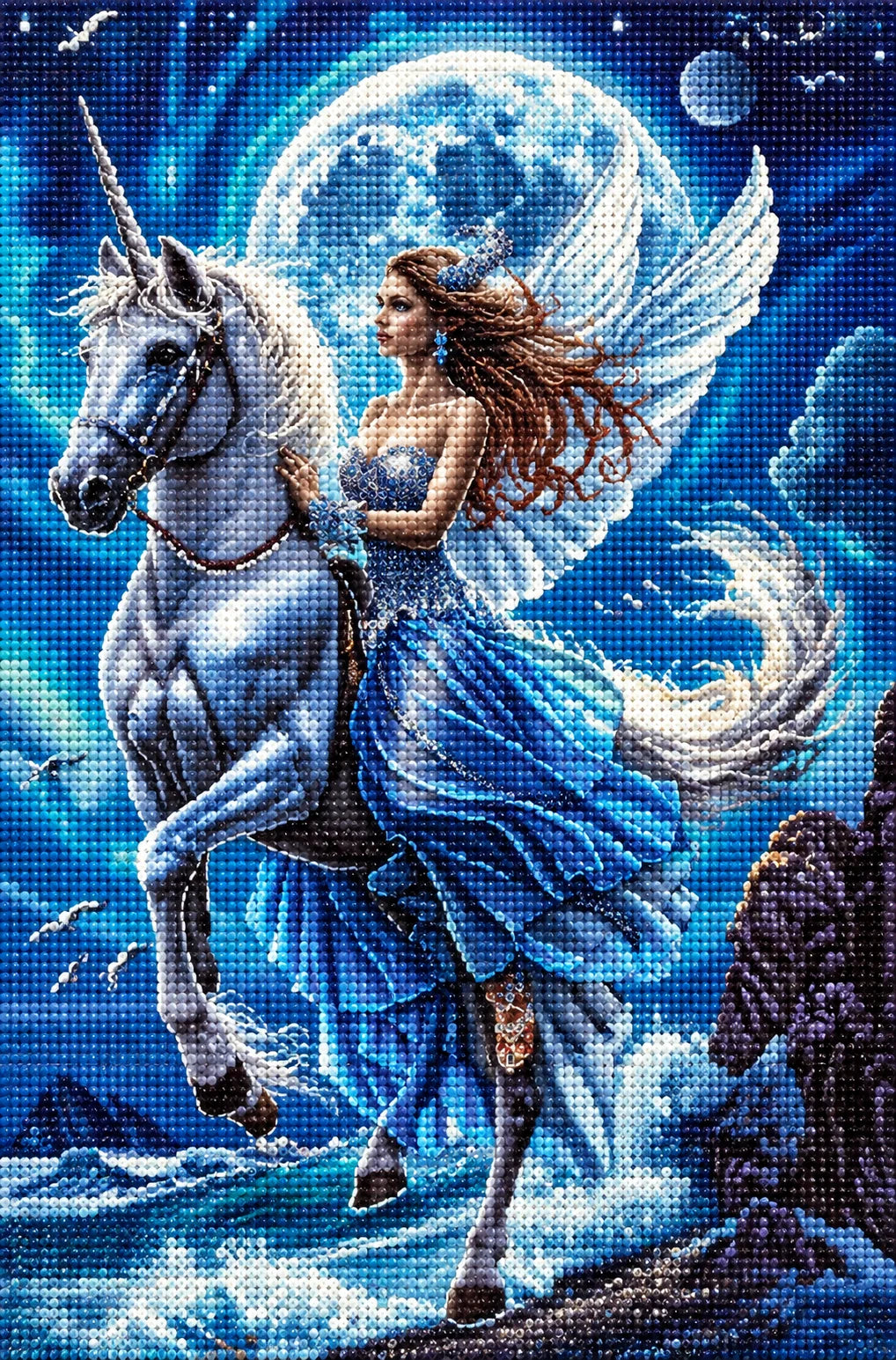 Blue Dress Angel Unicorn Diamond Art Kit