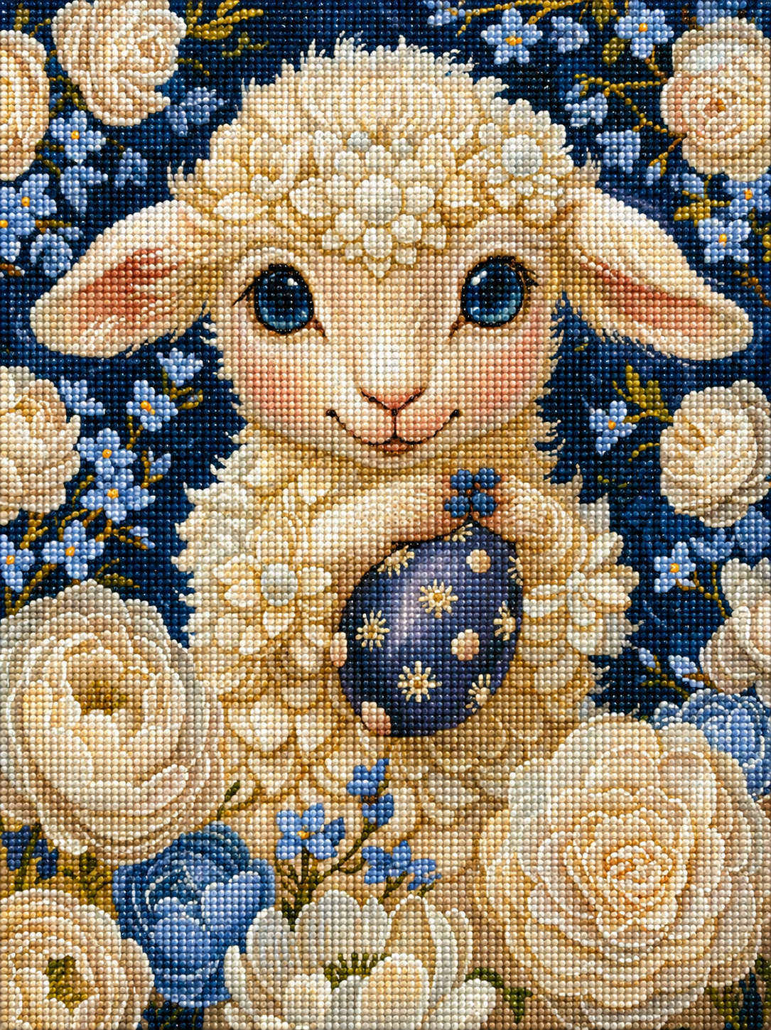 Blue Easter Egg Sheep Diamond Art Kit