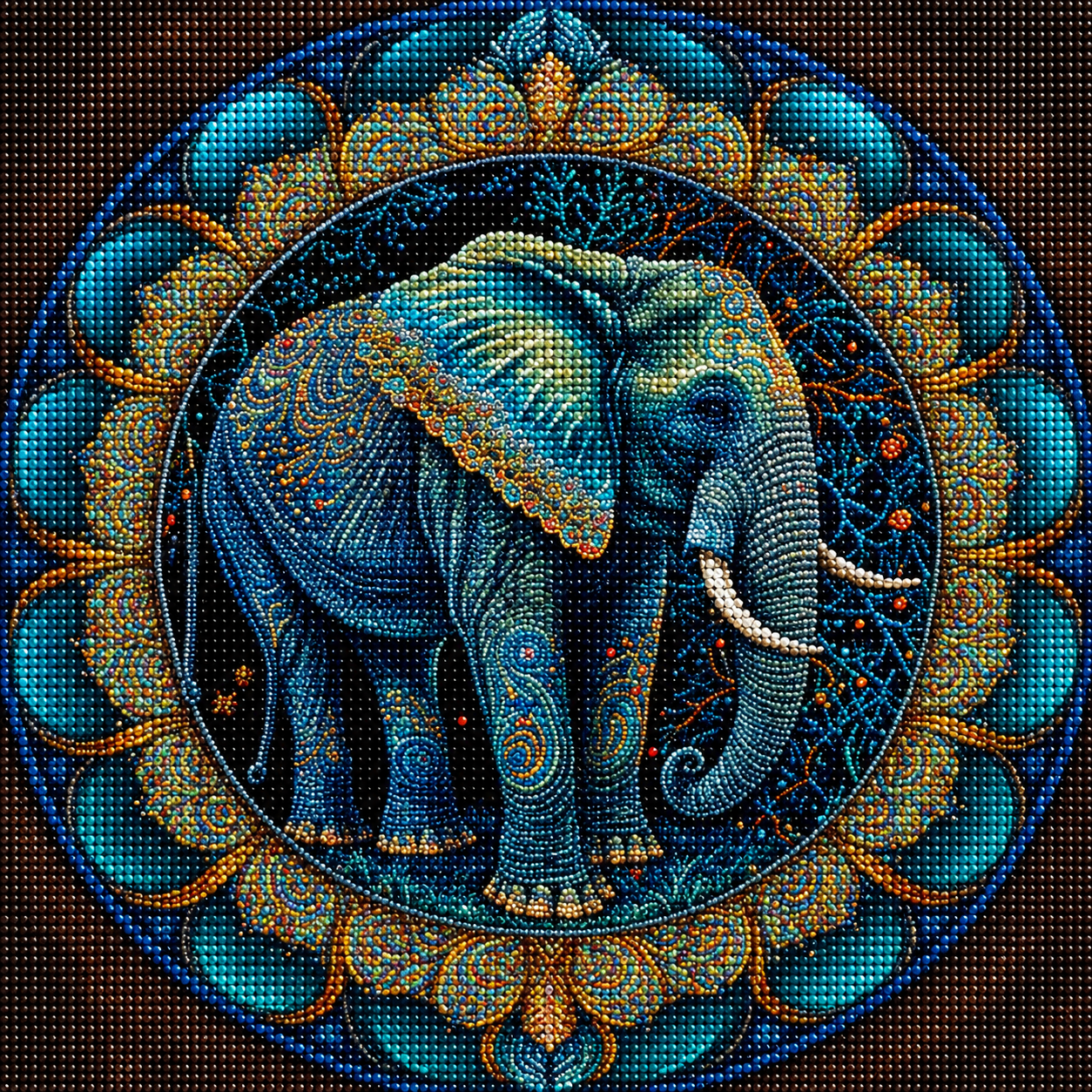 Blue Elephant Circle Diamond Art Kit — diamond art kit canvas