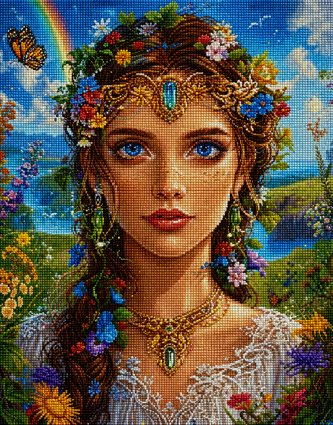 Blue Gem Nature Girl Diamond Art Kit