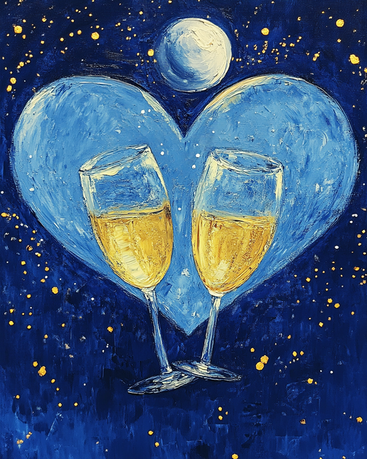 Blue Heart Champagne Glasses