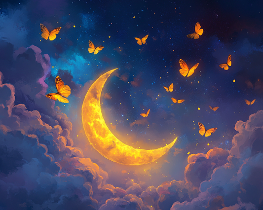 Blue Sky Butterfly Moon Diamond Art Kit