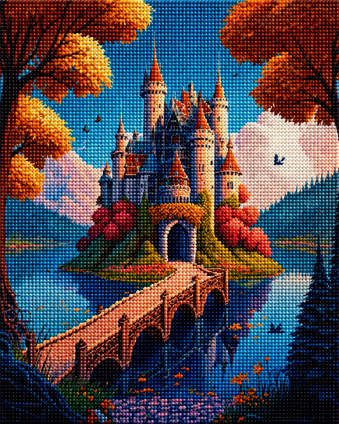 Blue Sky Island Castle Diamond Art Kit — diamond art kit canvas