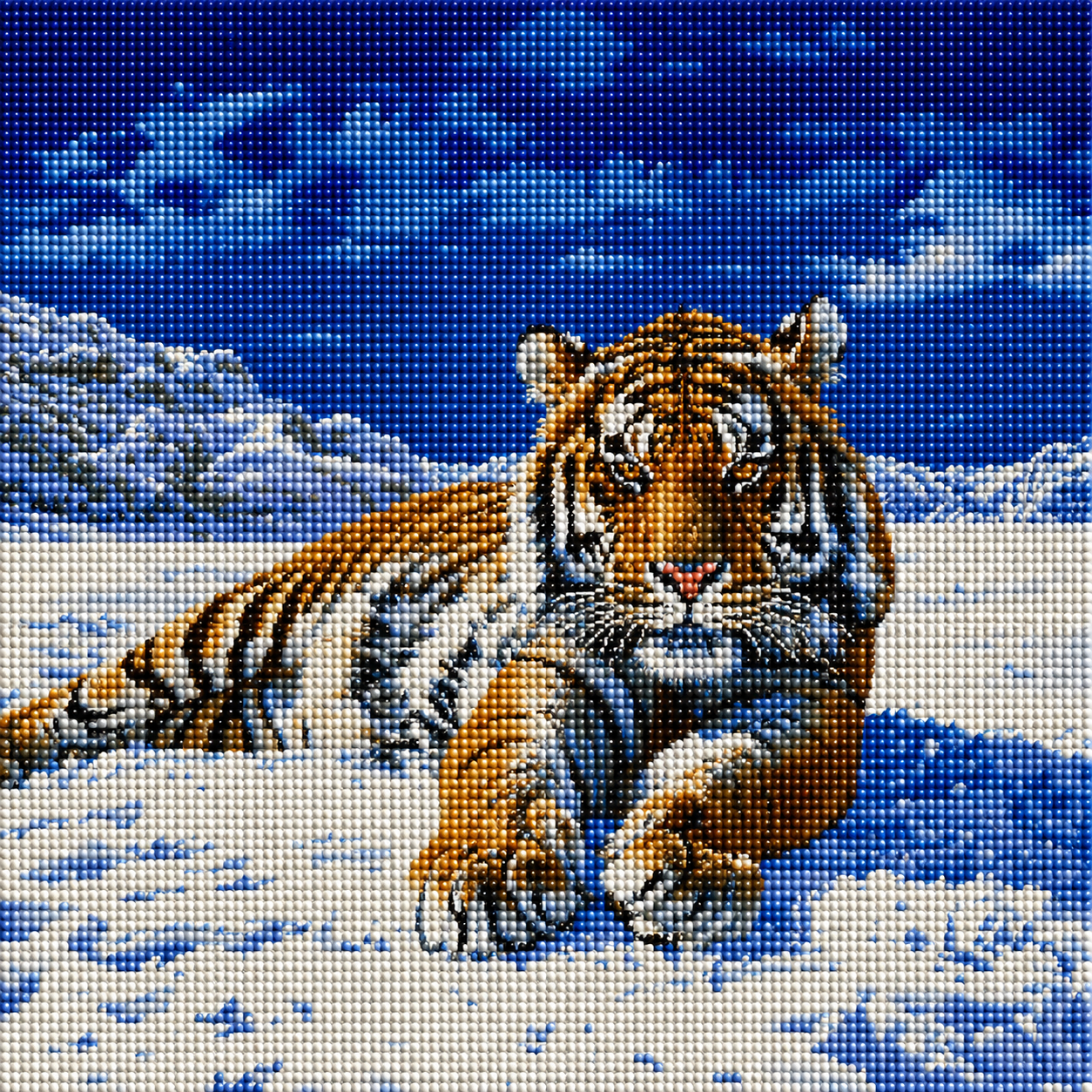 Blue Sky Tiger In The Snow Diamond Art Kit