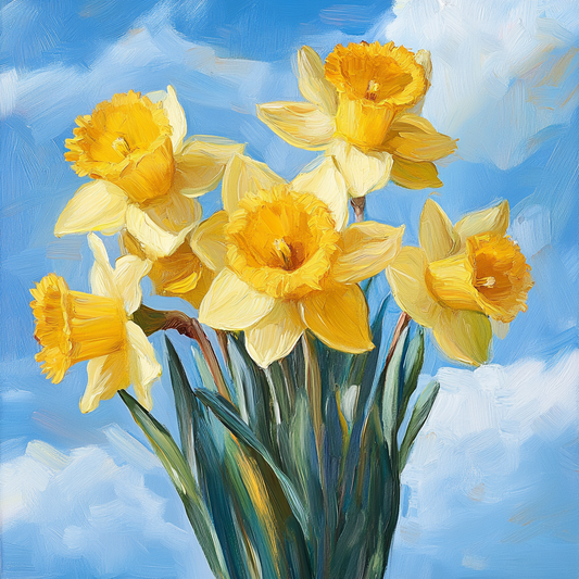 Blue Sky Yellow Daffodils Diamond Art Kit