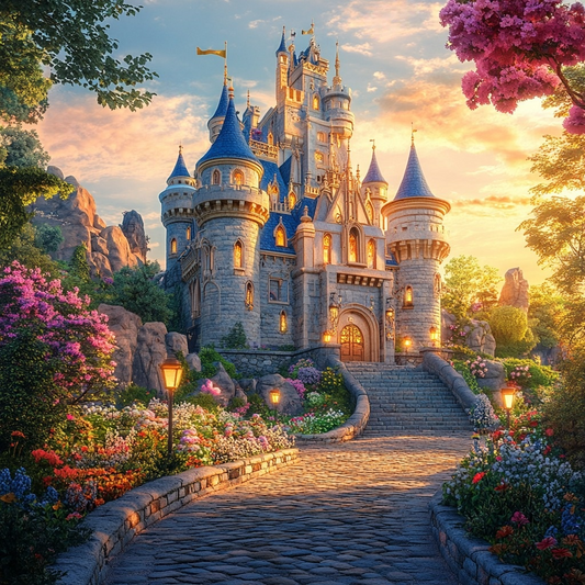 Blue Steeples Fairytale Castle Diamond Art Kit