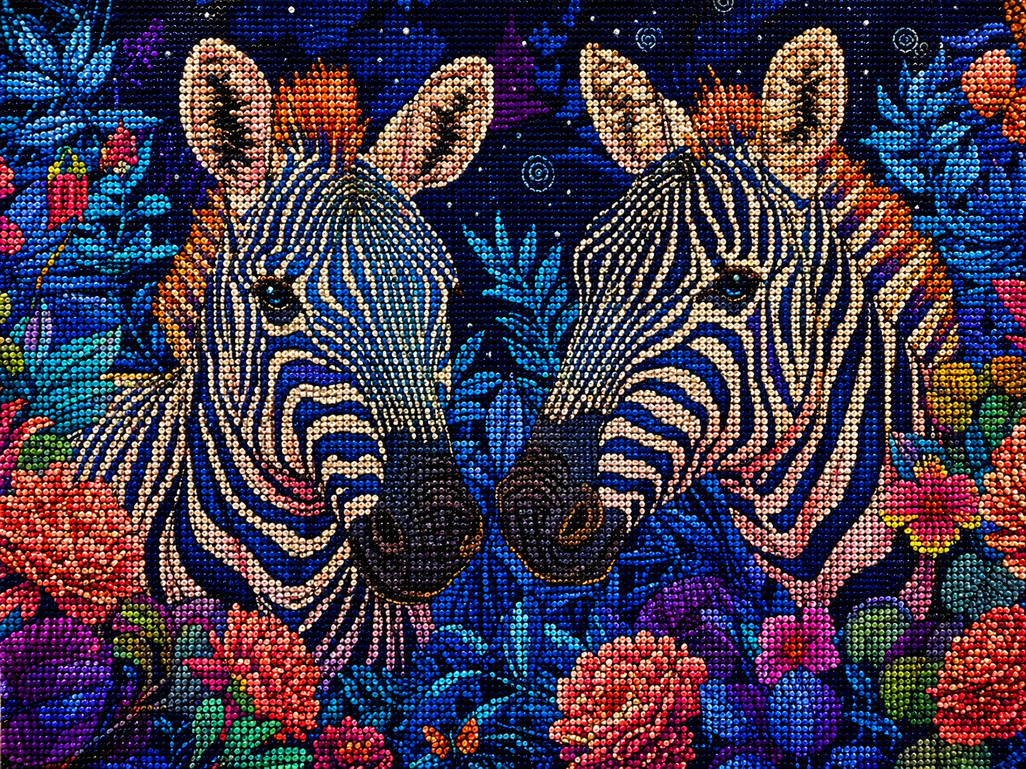 Blue Striped Zebras Diamond Art Kit