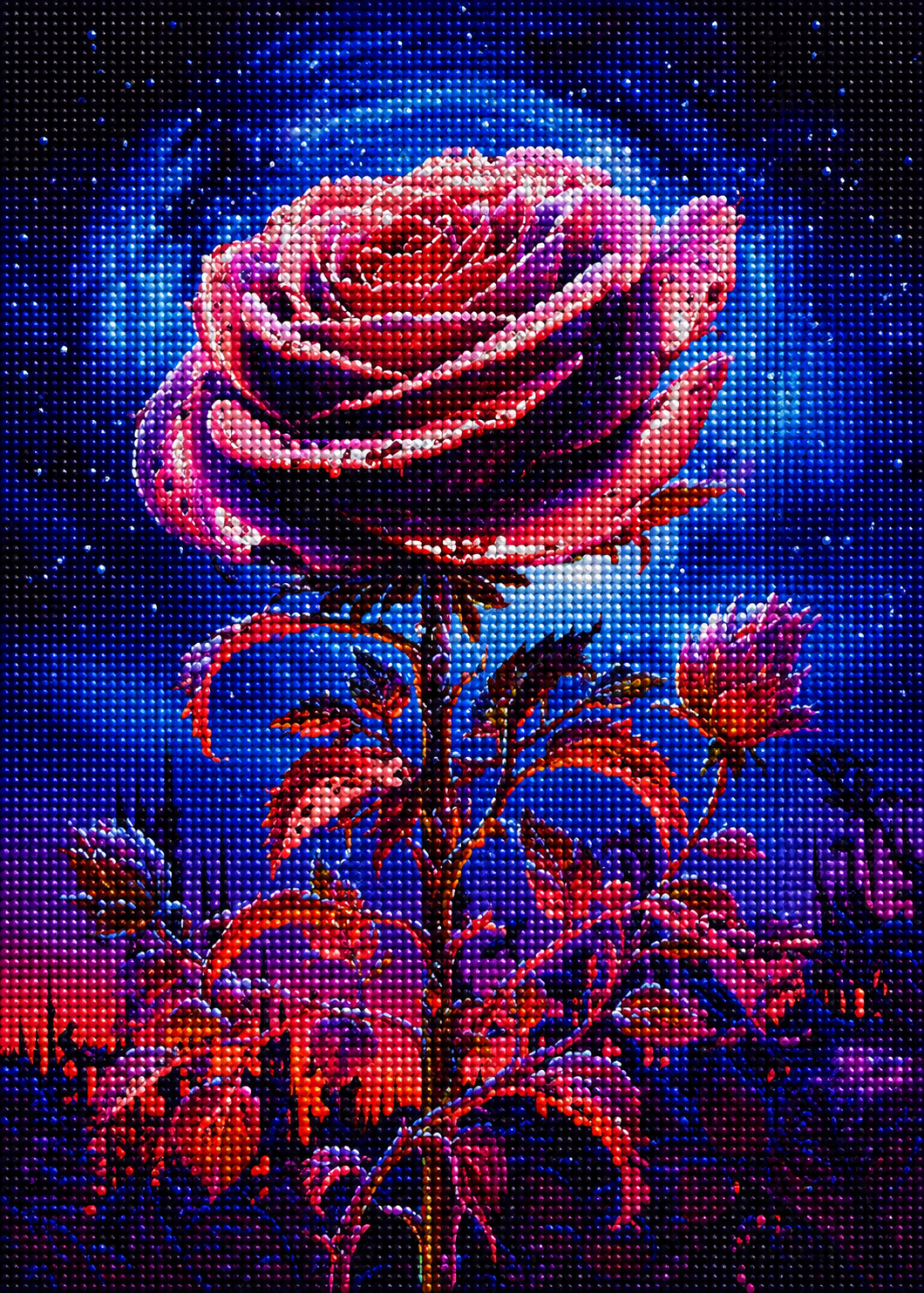 Blue Swirl Background Rose Diamond Art Kit