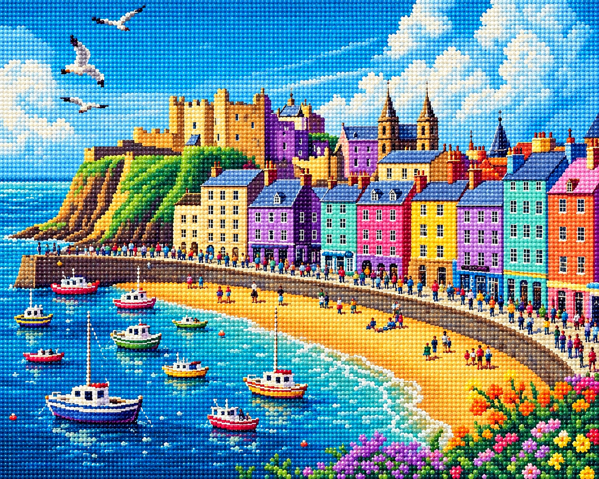 Boats By The Beach Diamond Art Kit