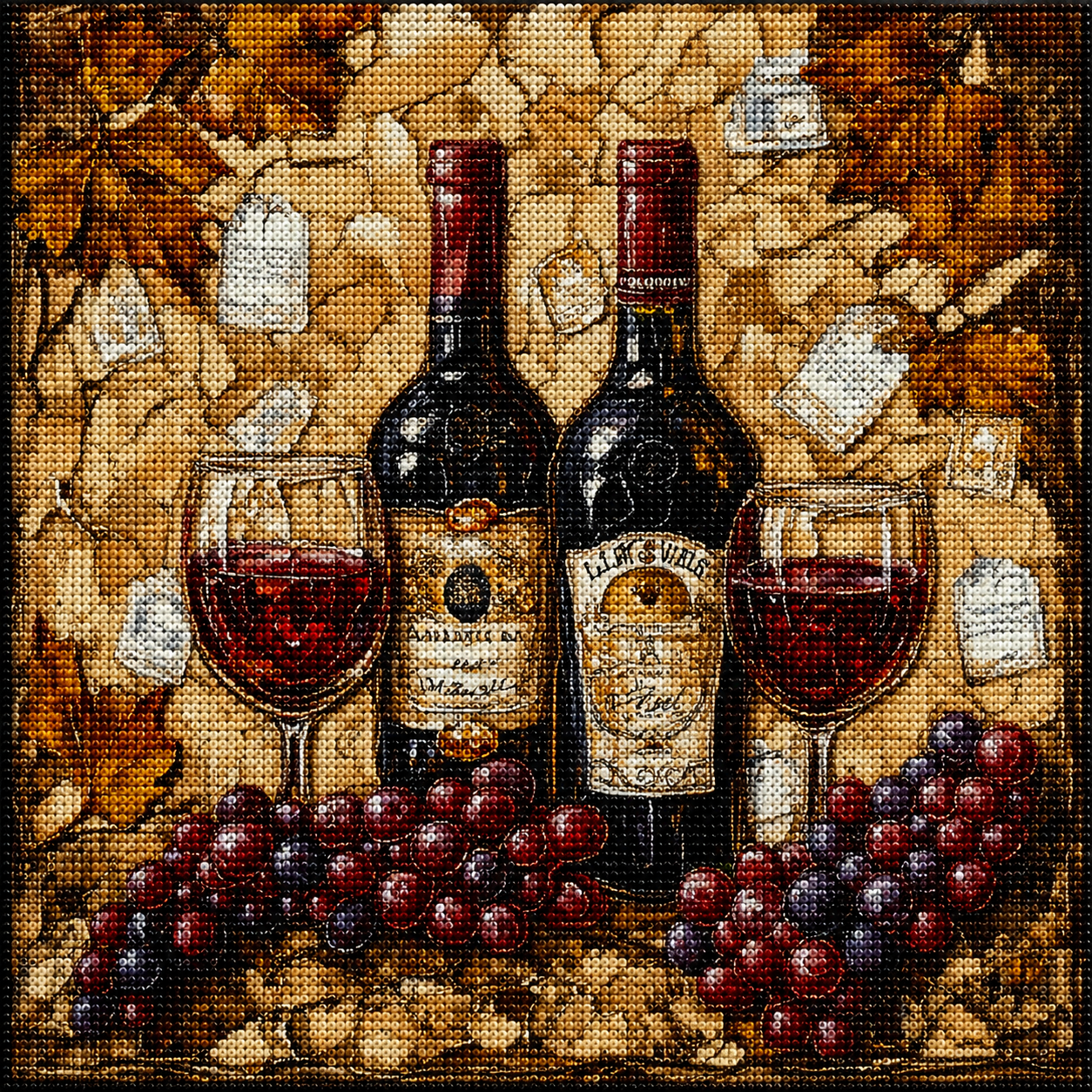 Bottles Of Wine And Grapes Diamond Art Kit