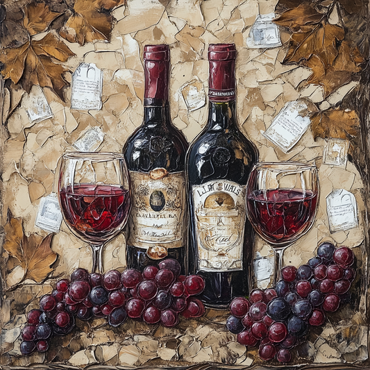 Bottles of Wine and Grapes Diamond Art Kit