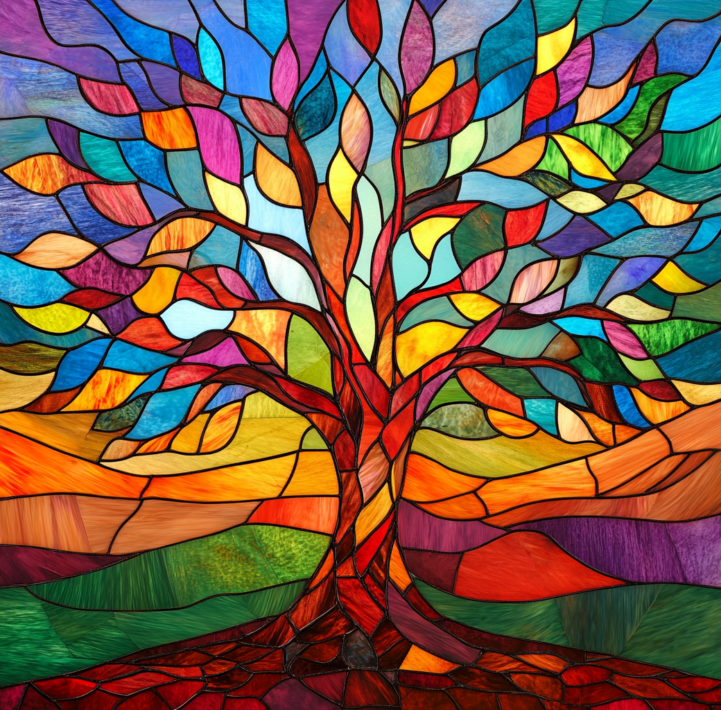 Bright Abstract Leaf Tree Diamond Art Kit