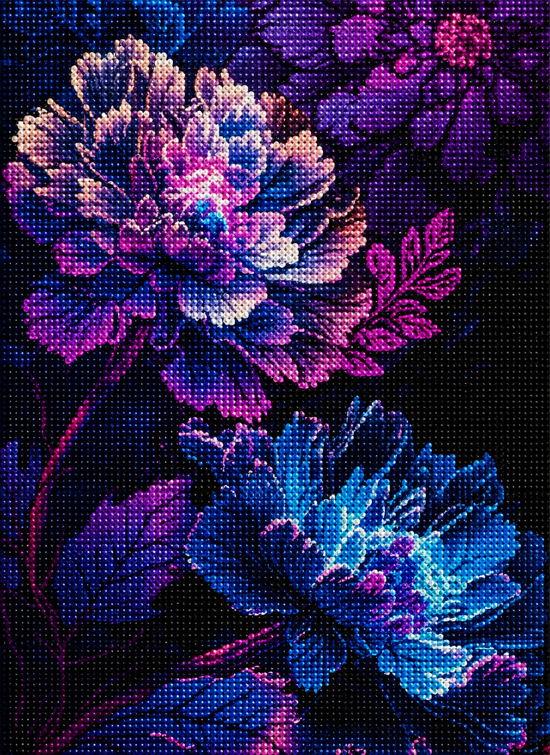 Bright Blue And Purple Peonies Diamond Art Kit