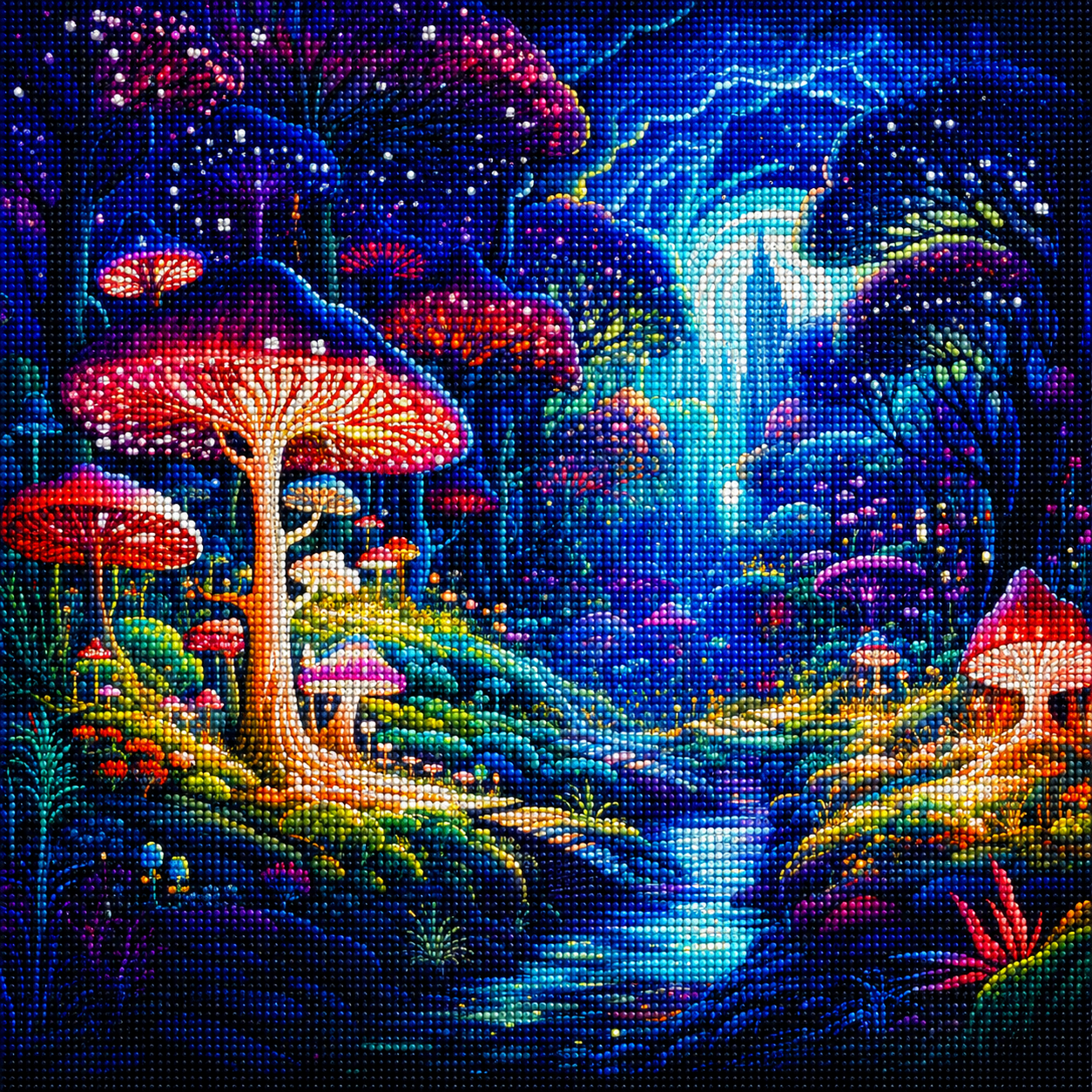 Bright Mushroom Forest Diamond Art Kit — diamond art kit canvas