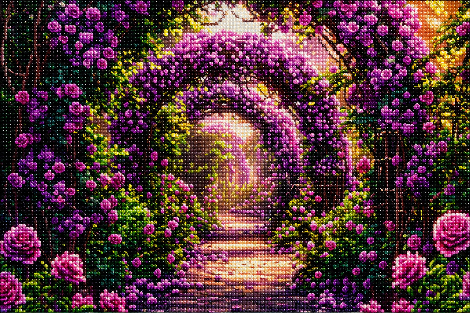 Bright Purple Flower Arches Diamond Art Kit