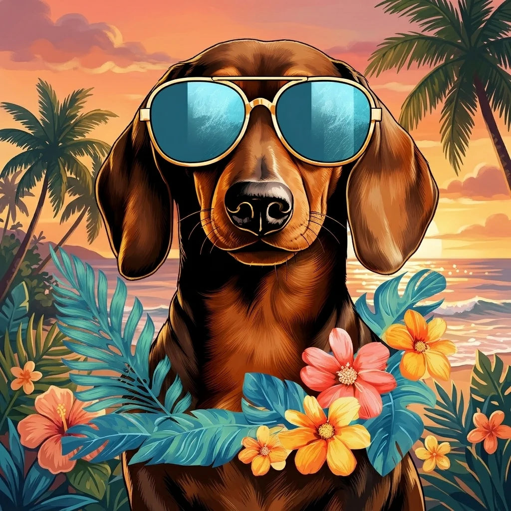 Brown Dog Sunglasses Diamond Art Kit