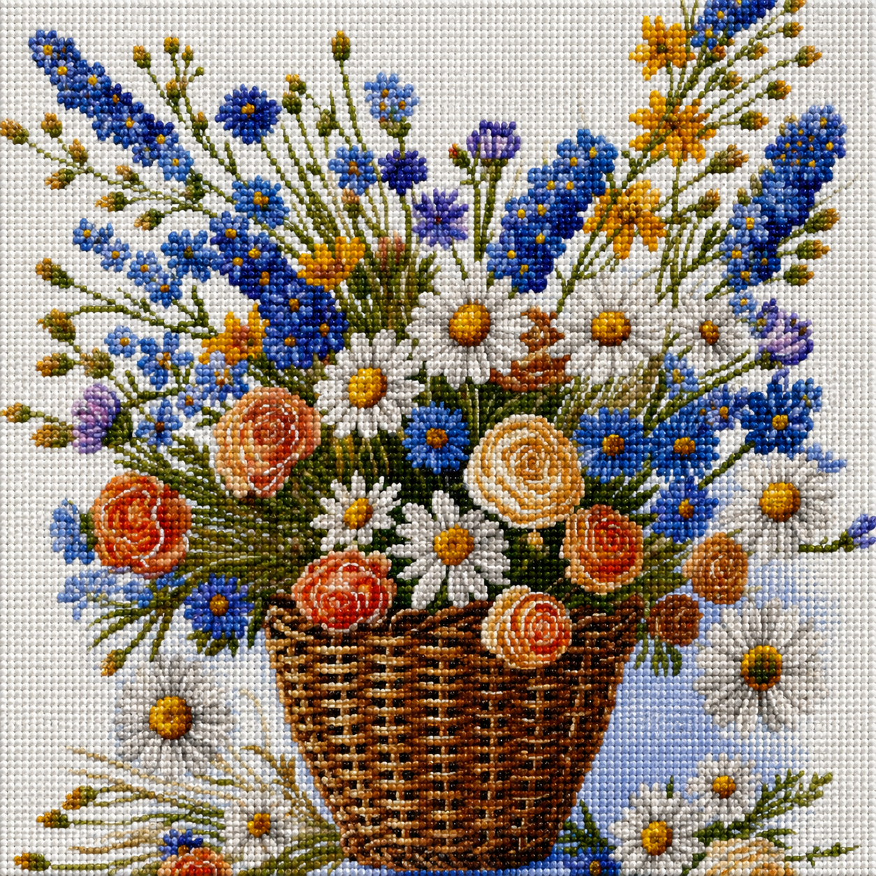 Brown Basket Of Flowers Diamond Art Kit — diamond art kit canvas