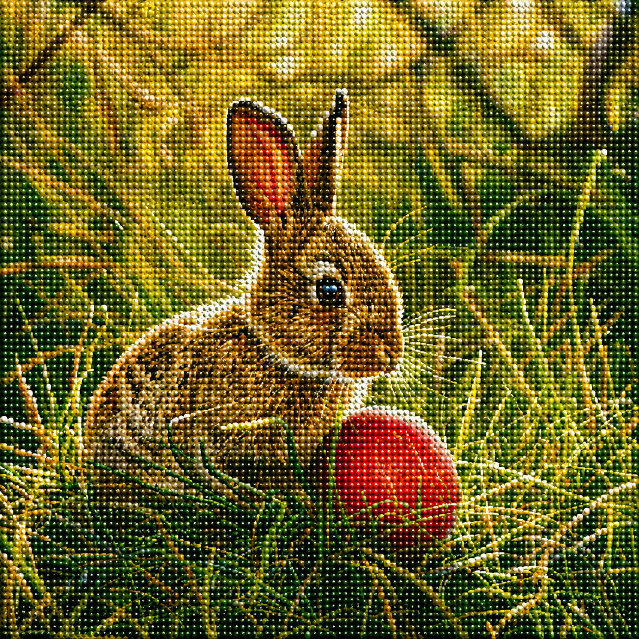 Brown Bunny And Red Easter Egg Diamond Art Kit