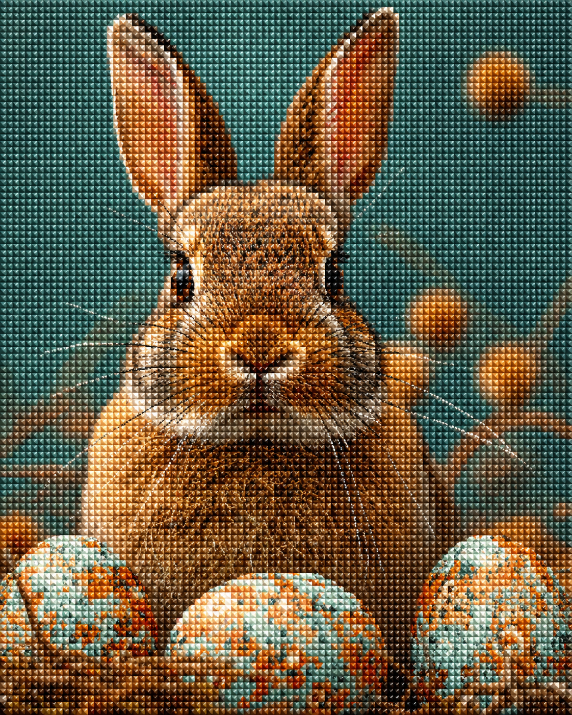 Brown Rabbit And Speckled Eggs Diamond Art Kit — diamond art kit canvas