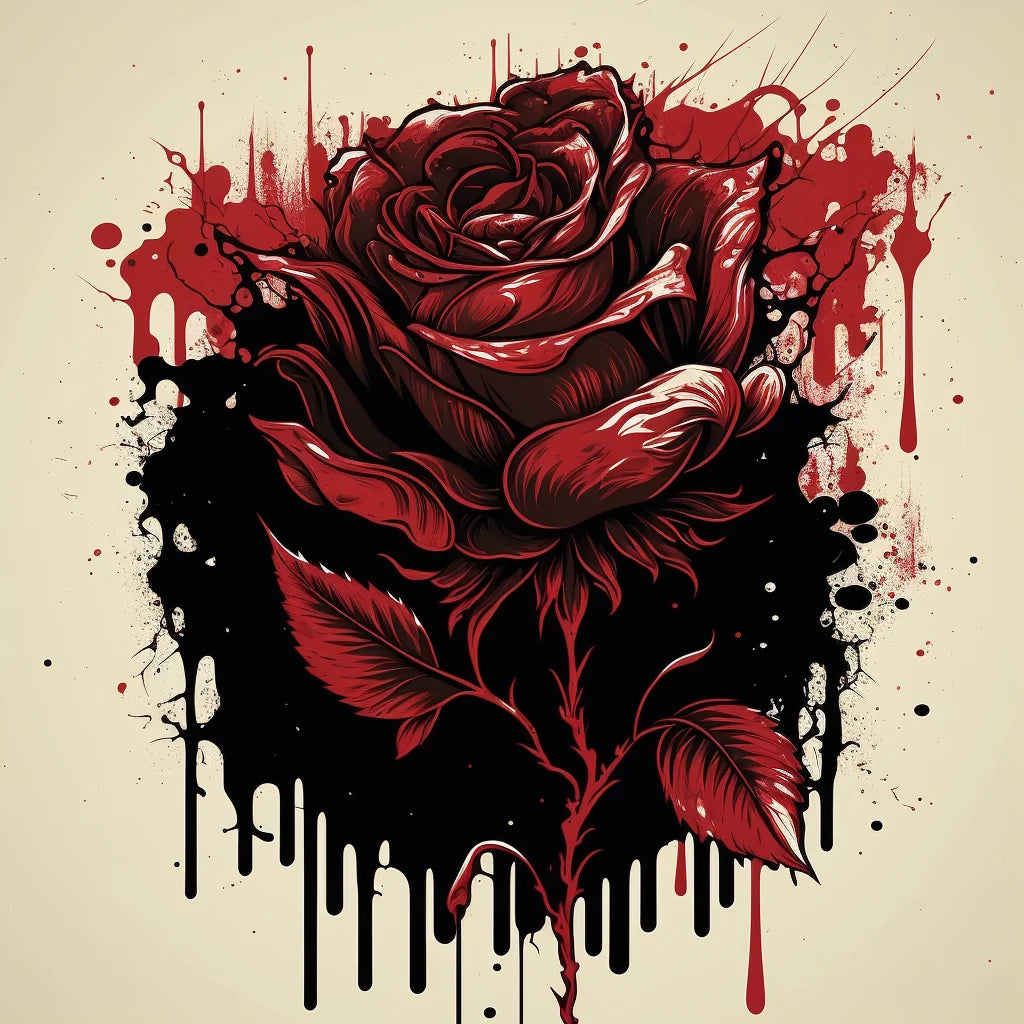 Red Black Painted Rose Diamond Art Kit