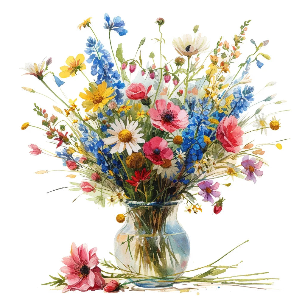 Clear Vase Wildflowers Diamond Art Kit