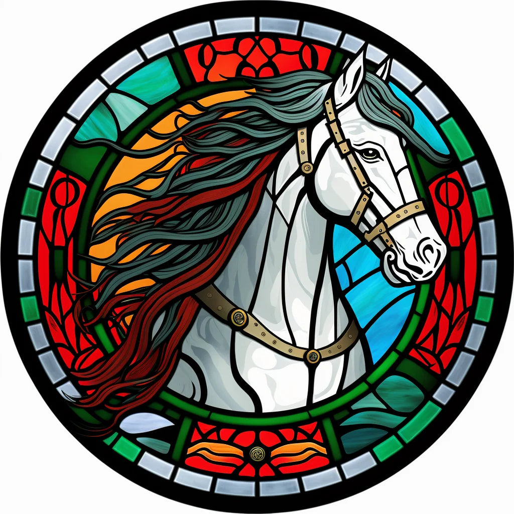 Abstract Whitehorse Circle Diamond Art Kit