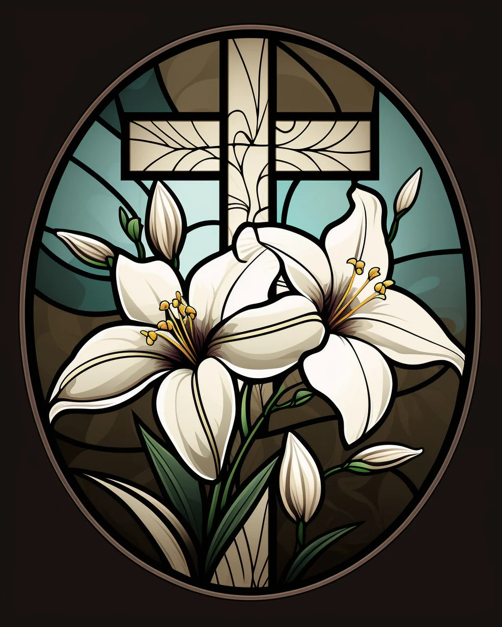 Two White Lily Cross Panel Diamond Art Kit