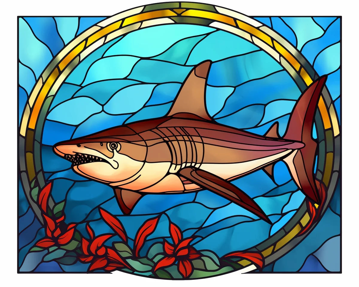 Abstract Shark Oval Diamond Art Kit