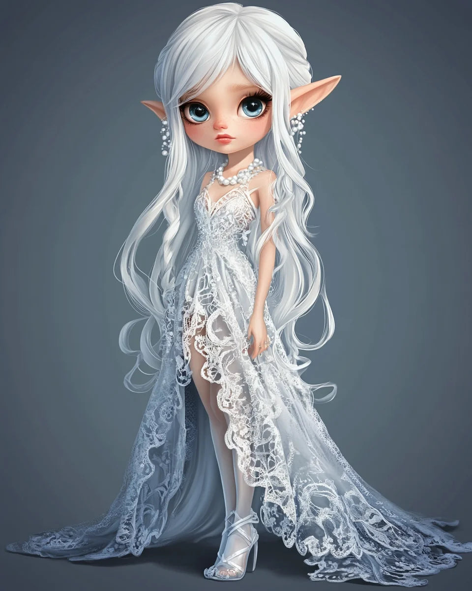 White Hair Elf Girl Diamond Art Kit