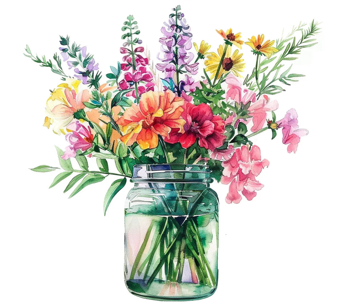 Mixed Flower Jar Diamond Art Kit