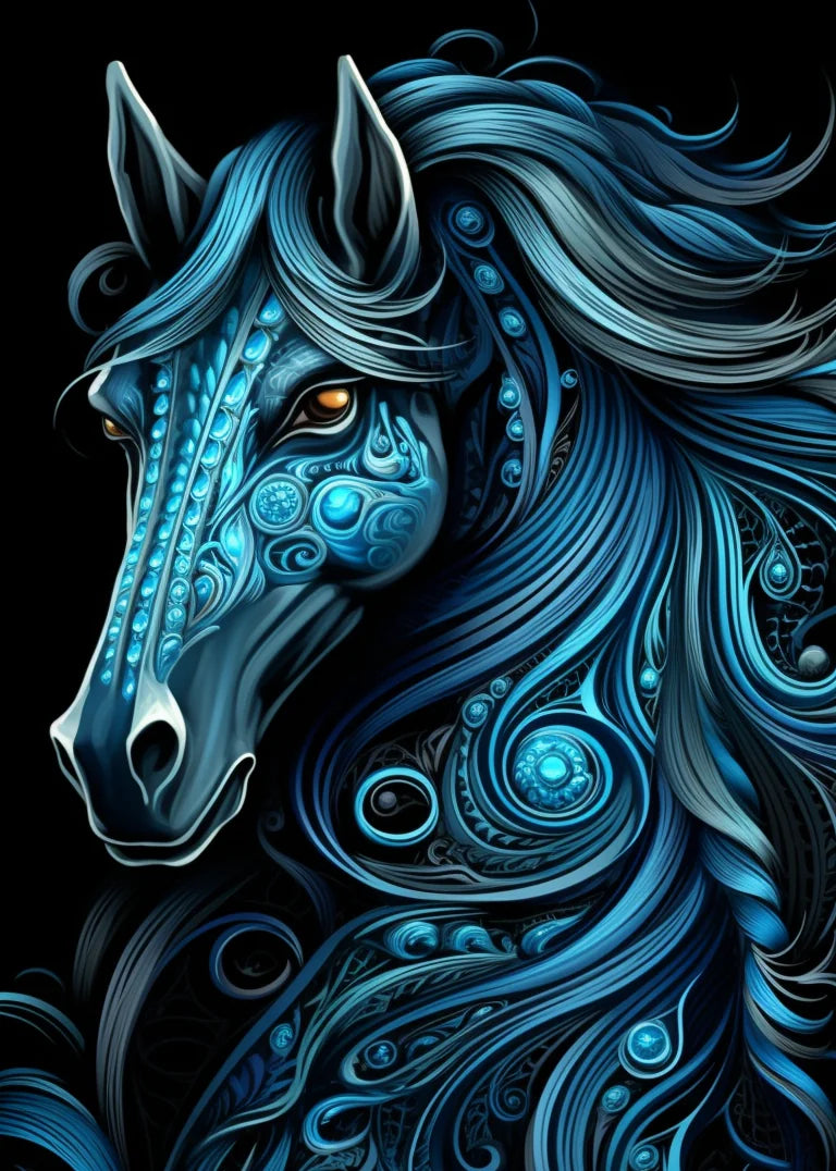 Blue Swirl Horse Diamond Art Kit
