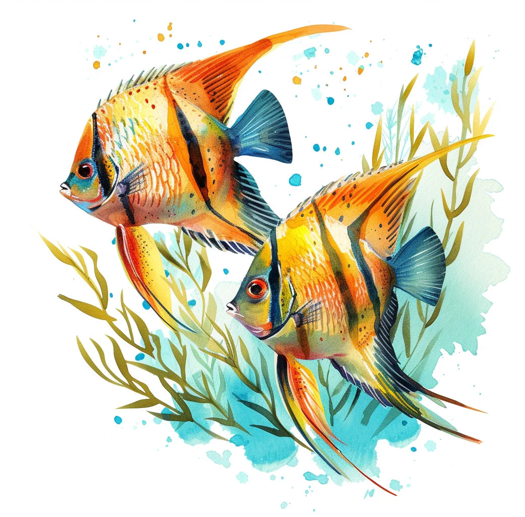 Two Angelfish Watercolor Diamond Art Kit