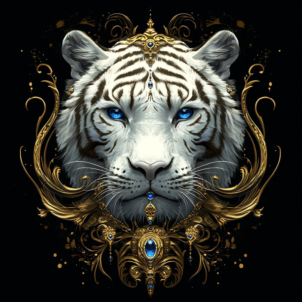 Blue Sapphire And Gold Whitetiger Diamond Art Kit