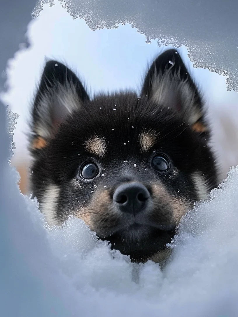 Puppy In The Snow Diamond Art Kit
