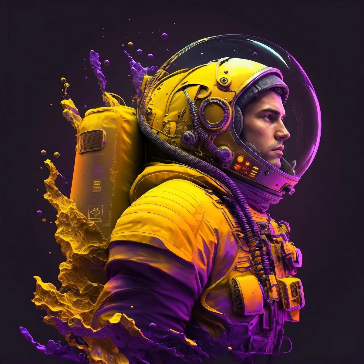Yellow And Purple Astronaut Diamond Art Kit — diamond art kit canvas