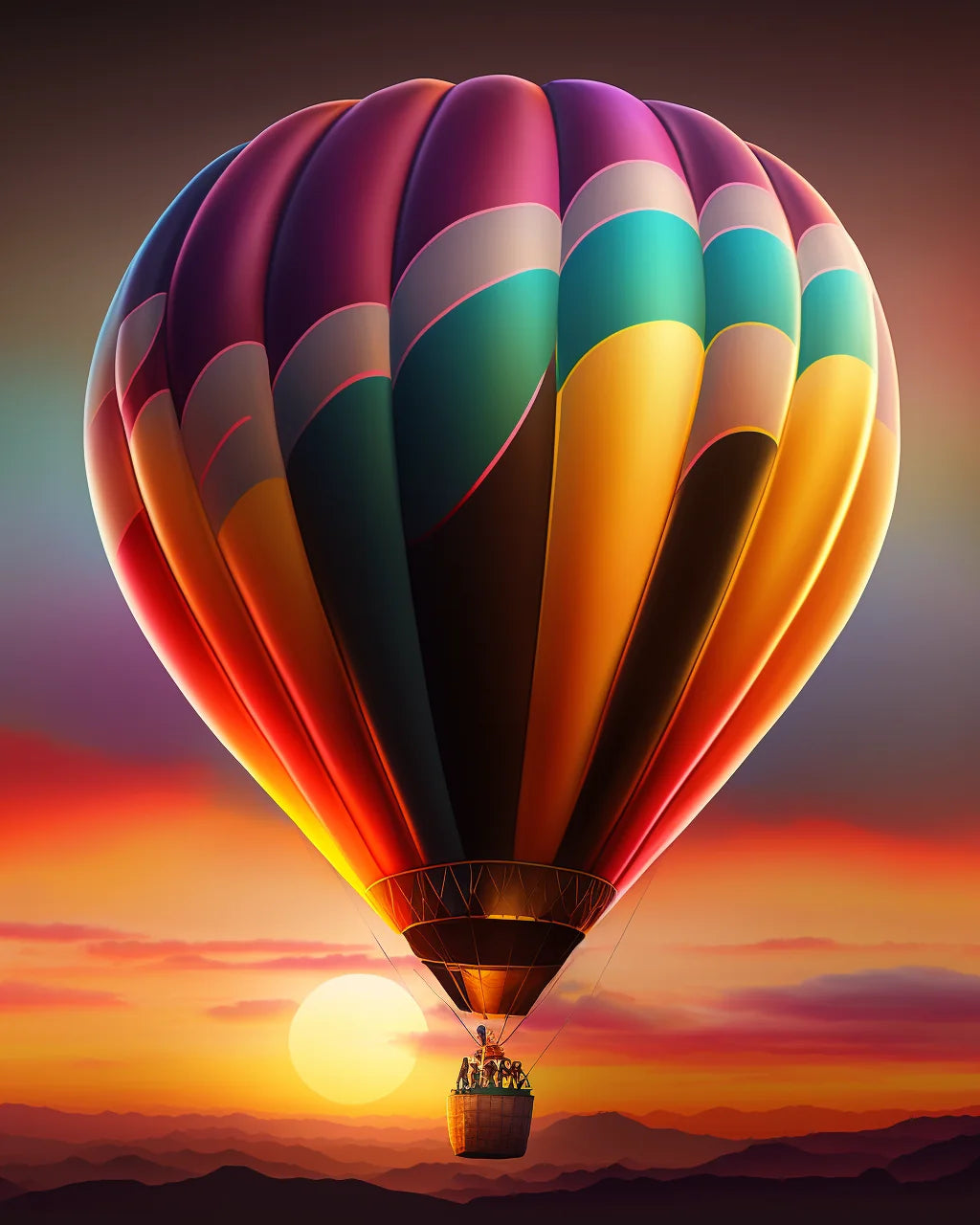 Hot Air Balloon Sunset Diamond Art Kit