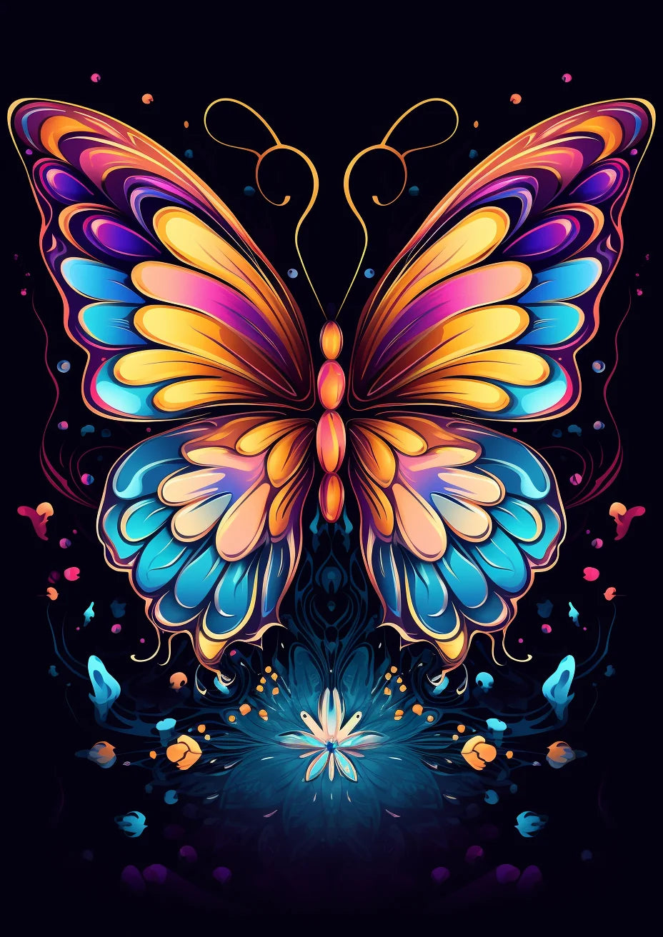 Glowing Flower Abstract Butterfly Diamond Art Kit