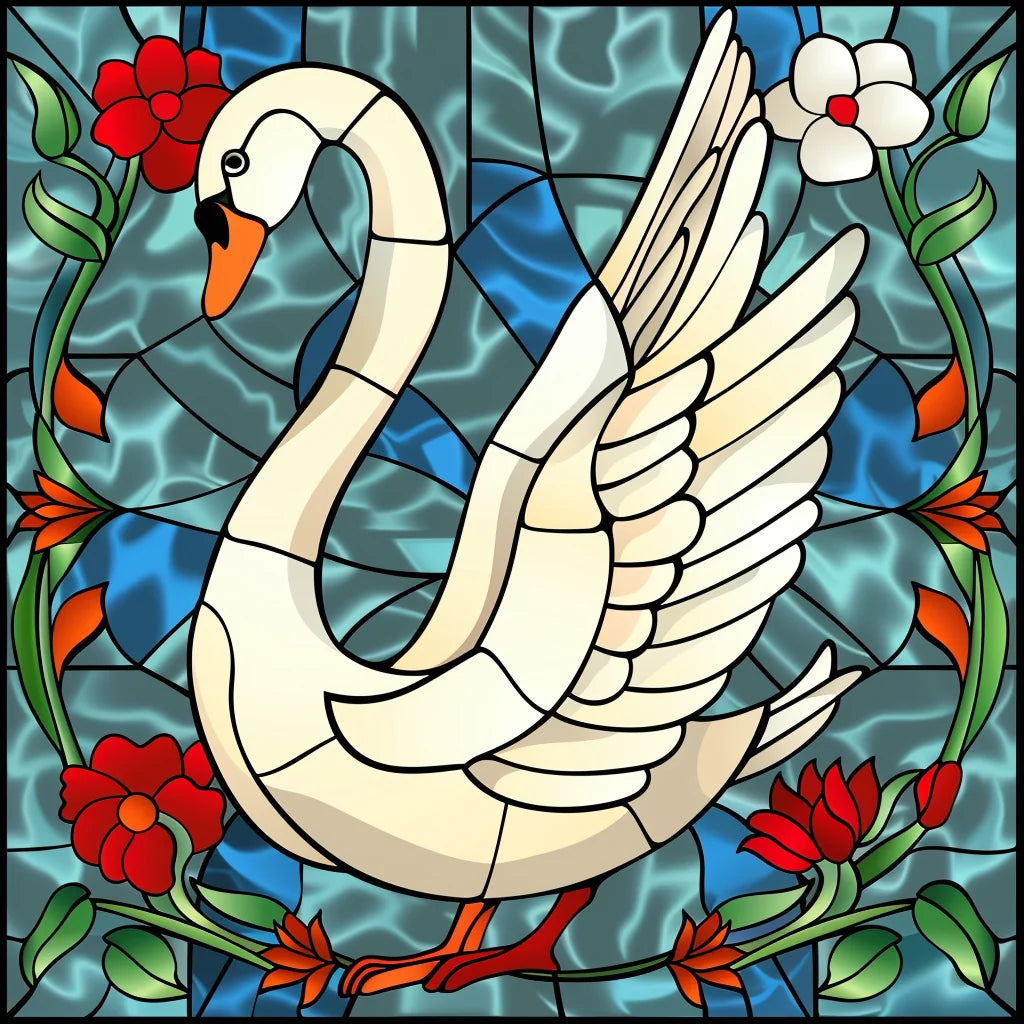 Glistening Water Abstract Swan Diamond Art Kit