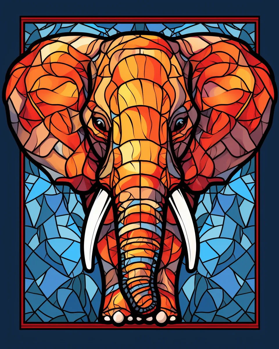 Abstract Orange Elephant Diamond Art Kit
