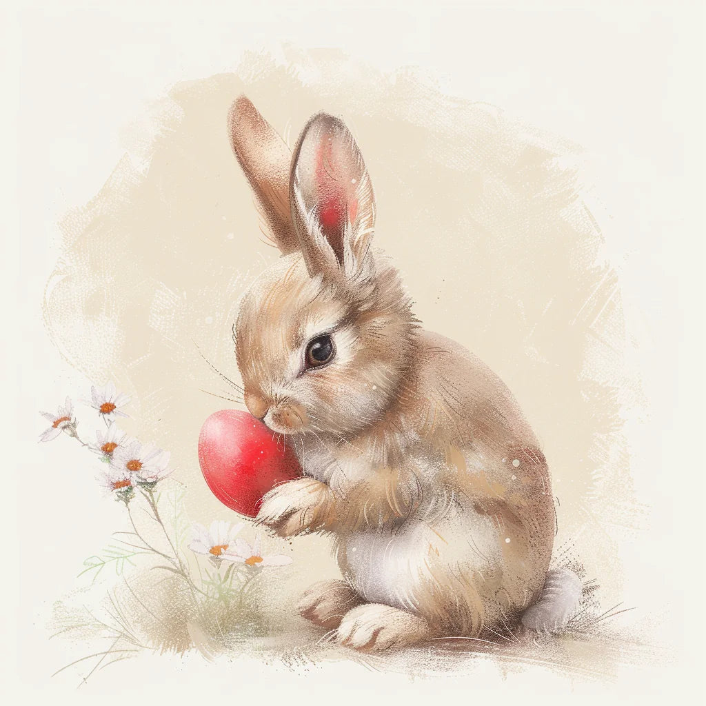 Rabbit Red Egg Watercolor Diamond Art Kit