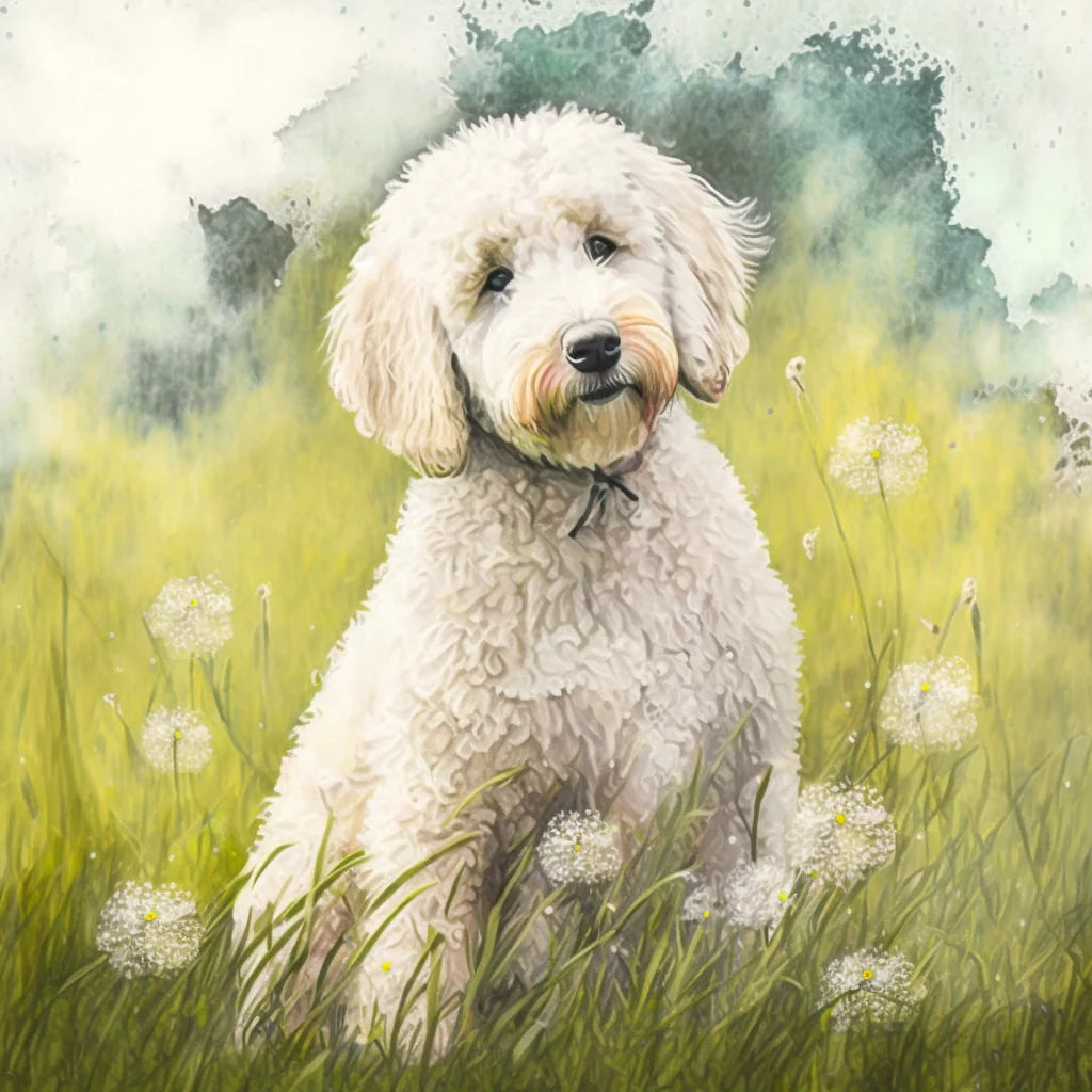 White Dandelion Puppy Diamond Art Kit