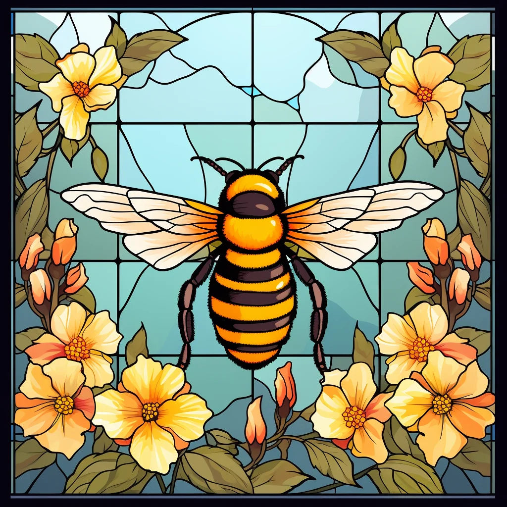 Yellow Flower Bumblebee Abstract Diamond Art Kit