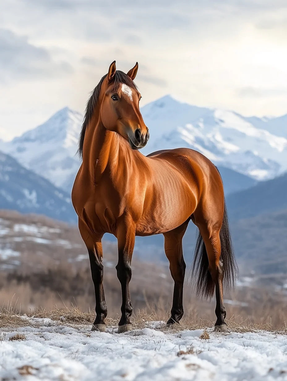 Brown Horse In The Snow Diamond Art Kit