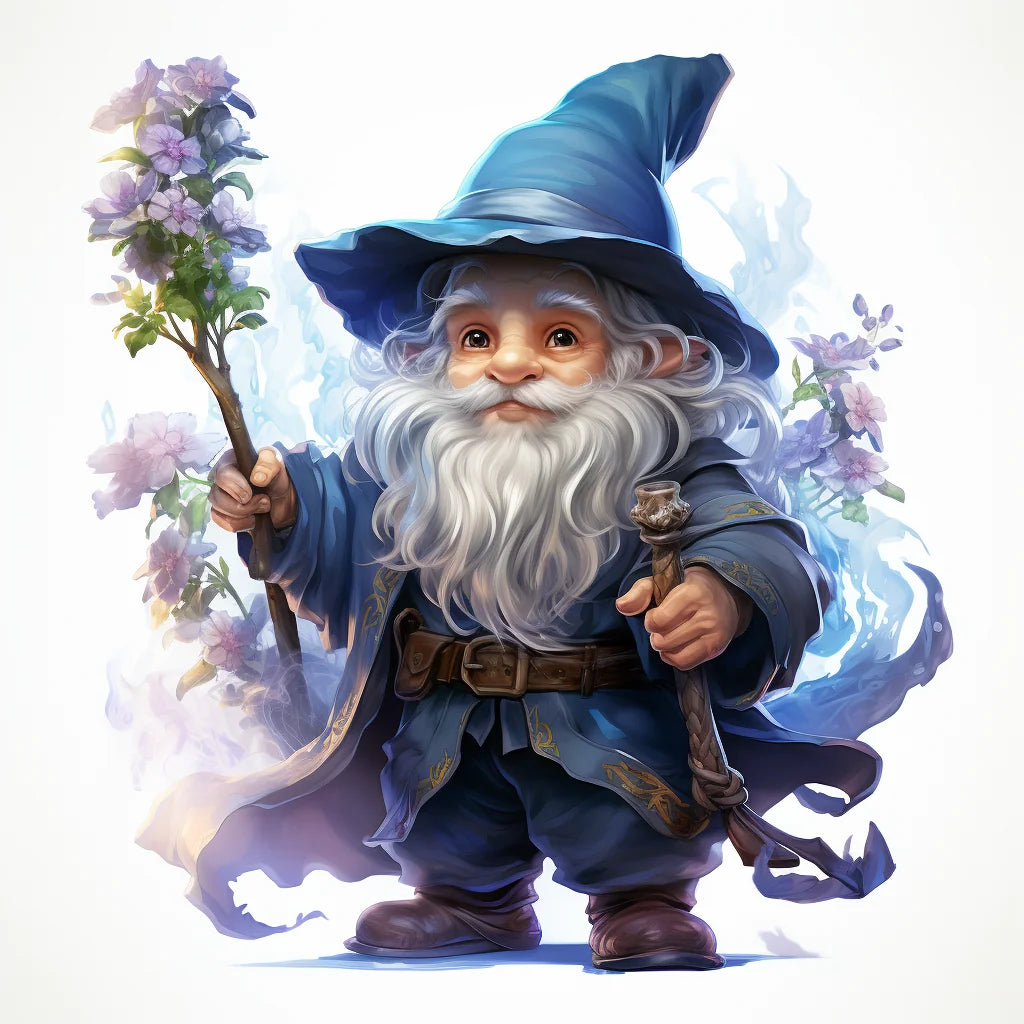 Dwarf With Flowers Diamond Art Kit