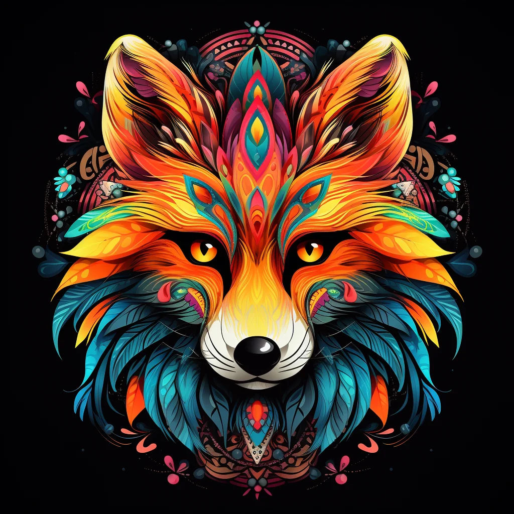 Green Feather Fox Mandala Diamond Art Kit