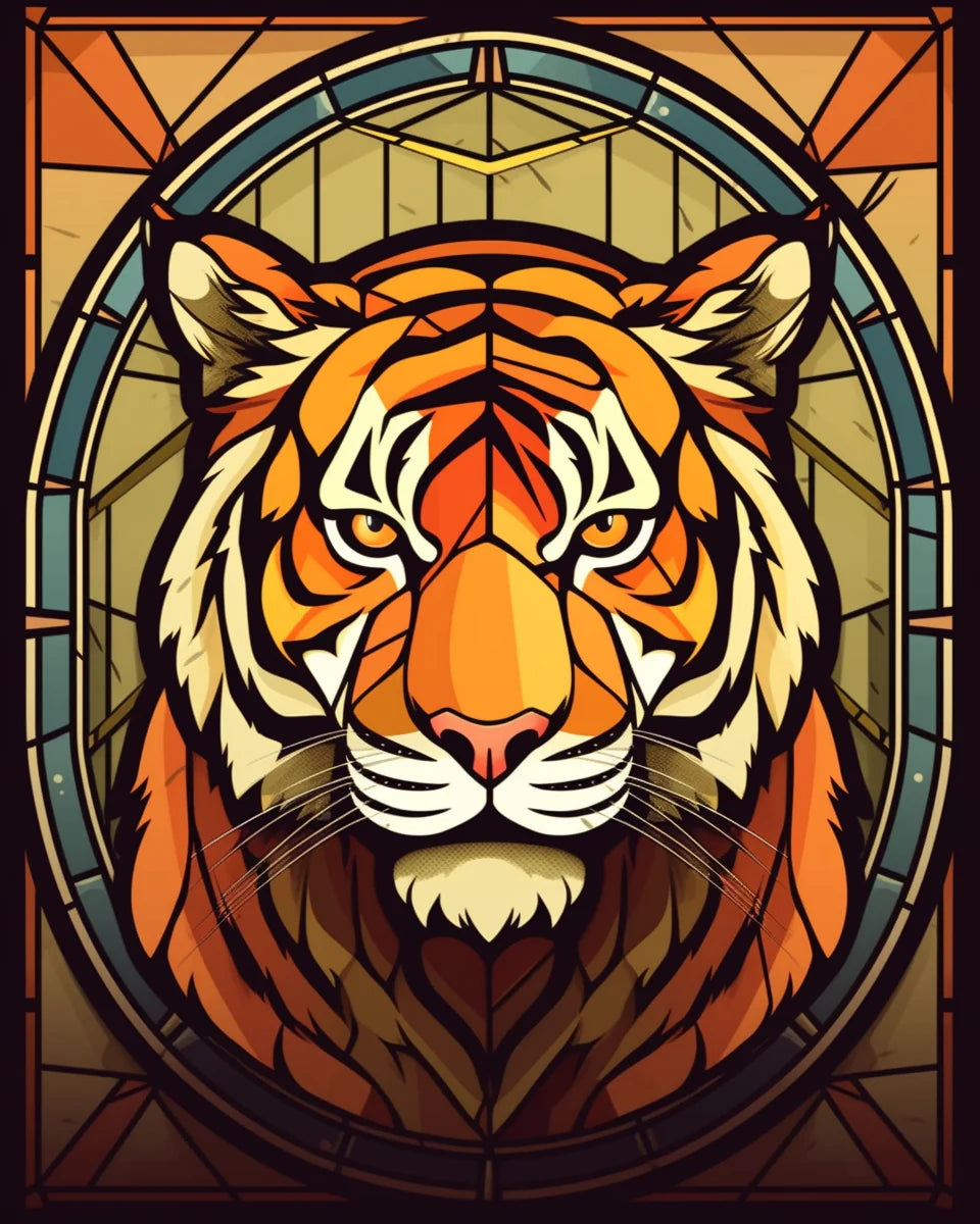 Abstract Oval Tiger Diamond Art Kit