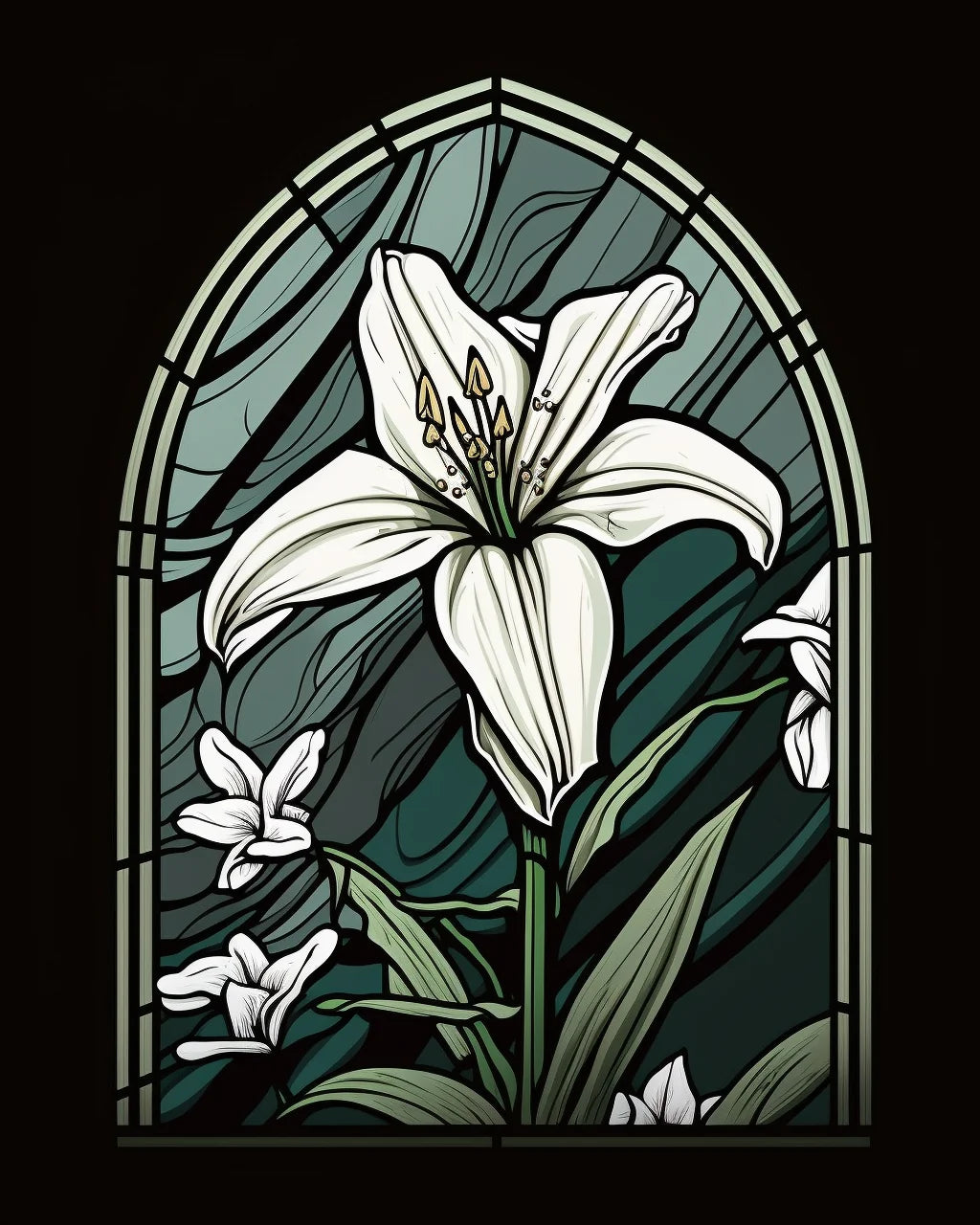 White Lily Abstract Panel Diamond Art Kit