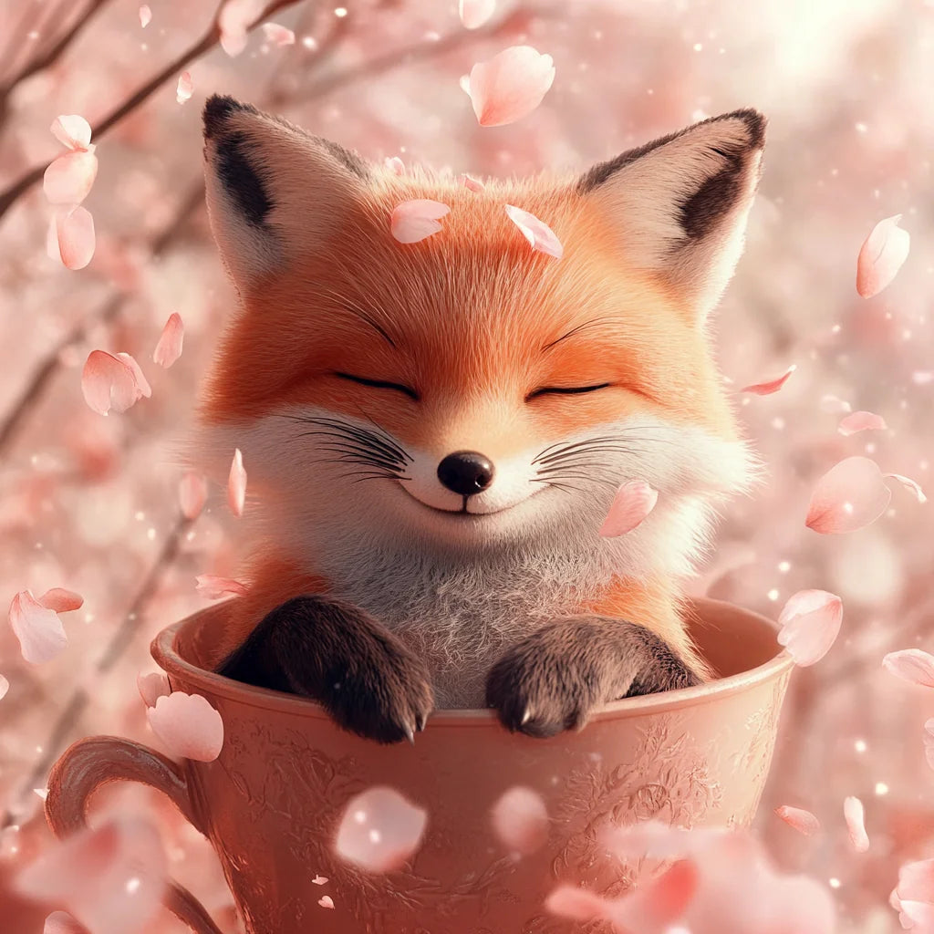 Happy Fox Teacup Diamond Art Kit