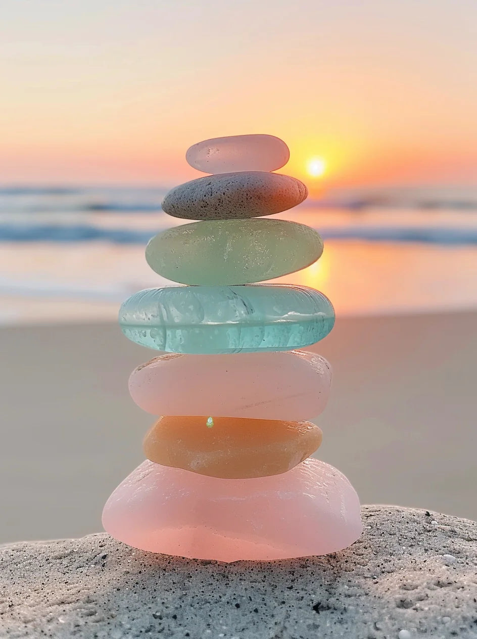 Seaglass Stones At Sunset Diamond Art Kit